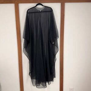 Vintage 70's Formfit Rogers Sheer Black Long Negligee Robe OS Whimsigoth Goth